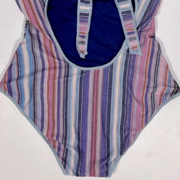 NEW BECCA Purple/Blue South Coast Printed Metallic Asymmetrical One-Piece Size M - Picture 9 of 11